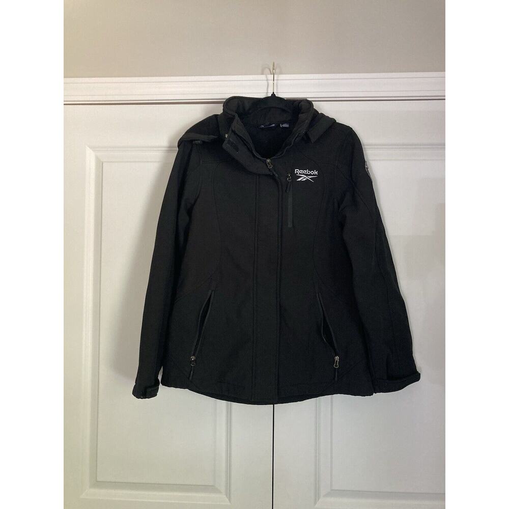 Reebok Women's Softshell Insulated Jacket Black Sleeve Hit Winter Snow Size Med